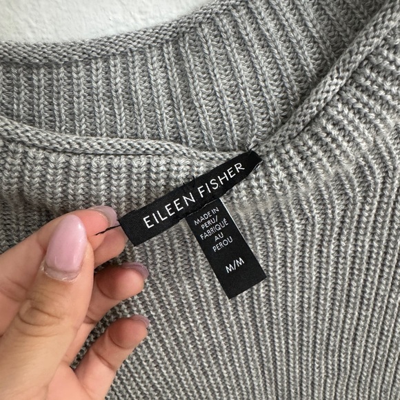 Like New! Eileen Fisher Peruvian Organic Cotton Blend Funnel Neck Top - Picture 3 of 4